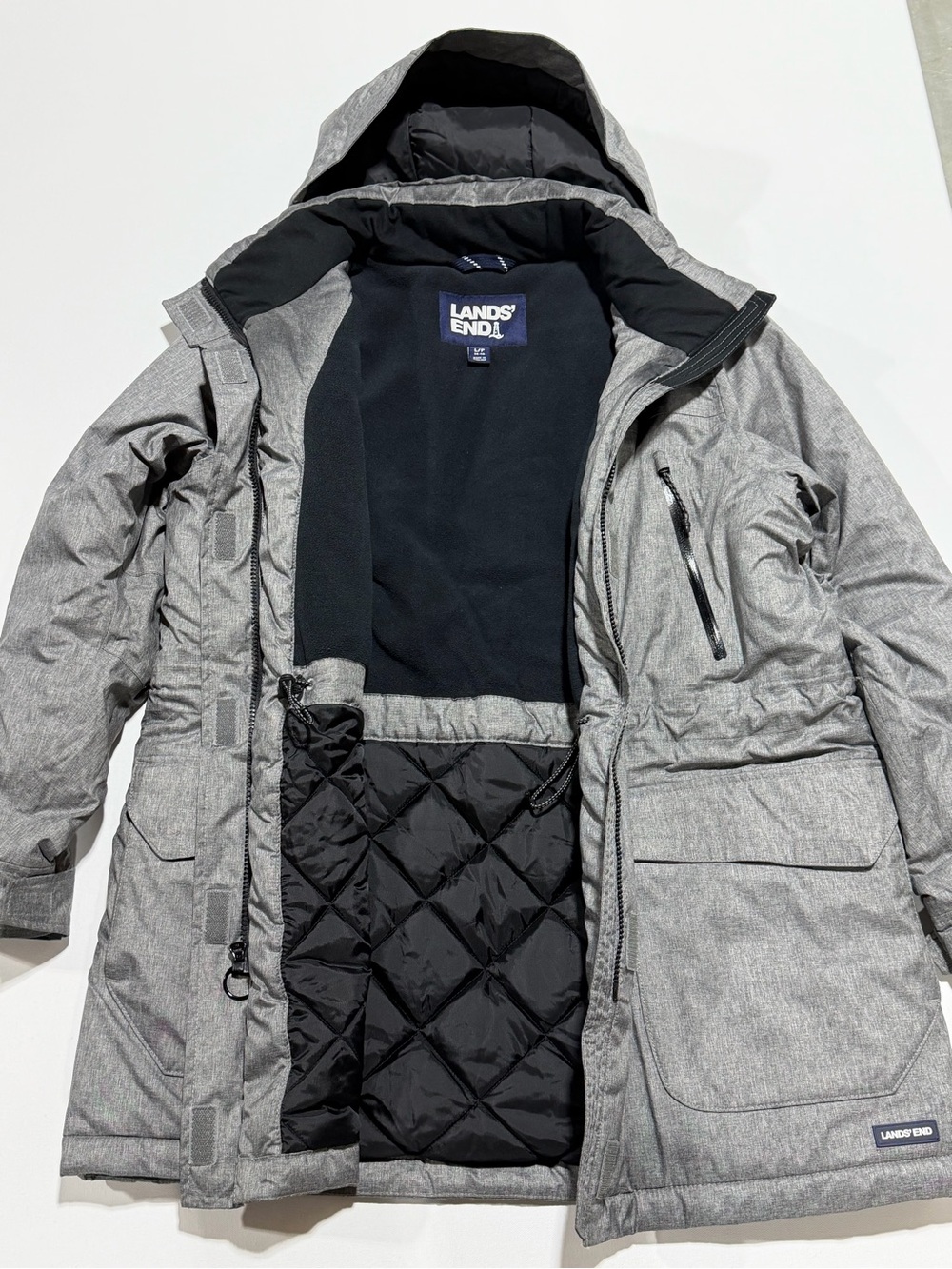 Lands' End Heather Gray Waterproof & Windproof Insulated Winter Parka (Size LP)